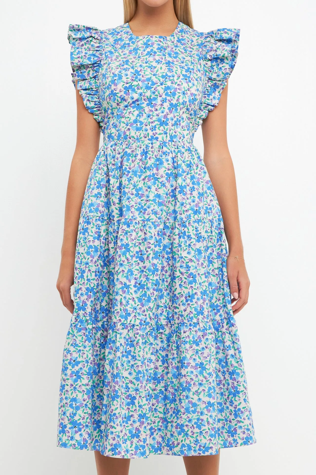 Floral Back Cut-out Midi Dress