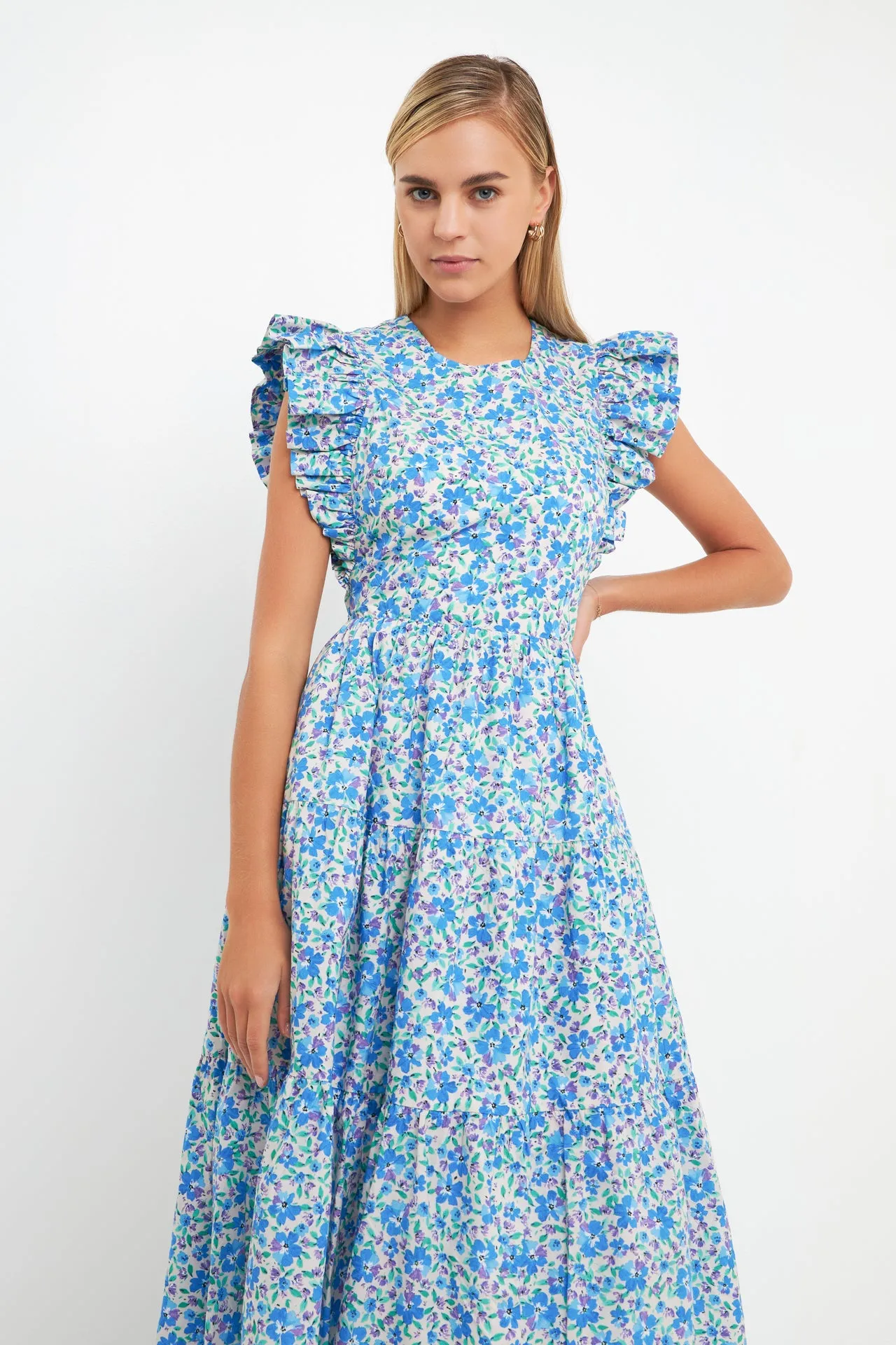 Floral Back Cut-out Midi Dress