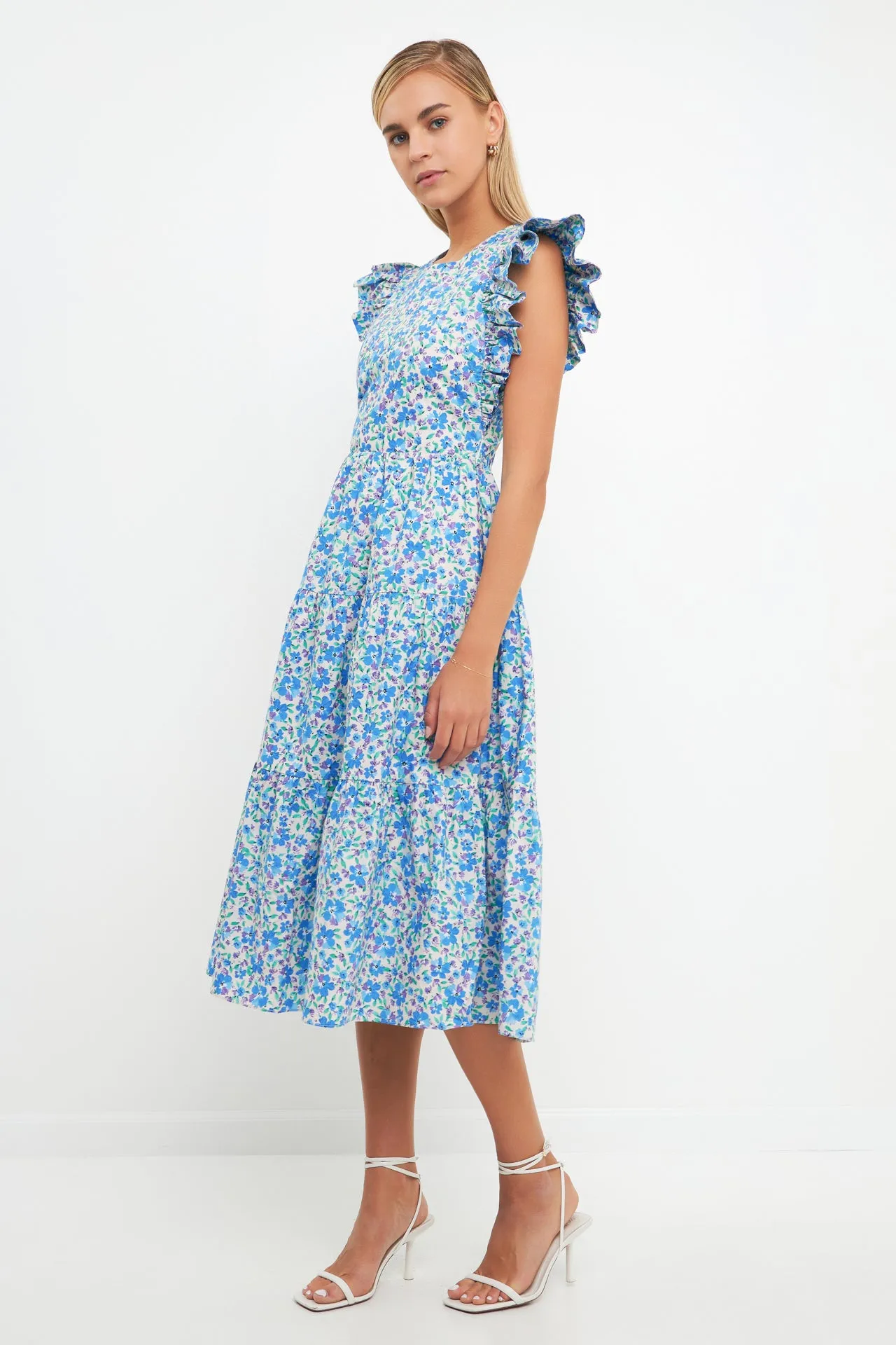 Floral Back Cut-out Midi Dress