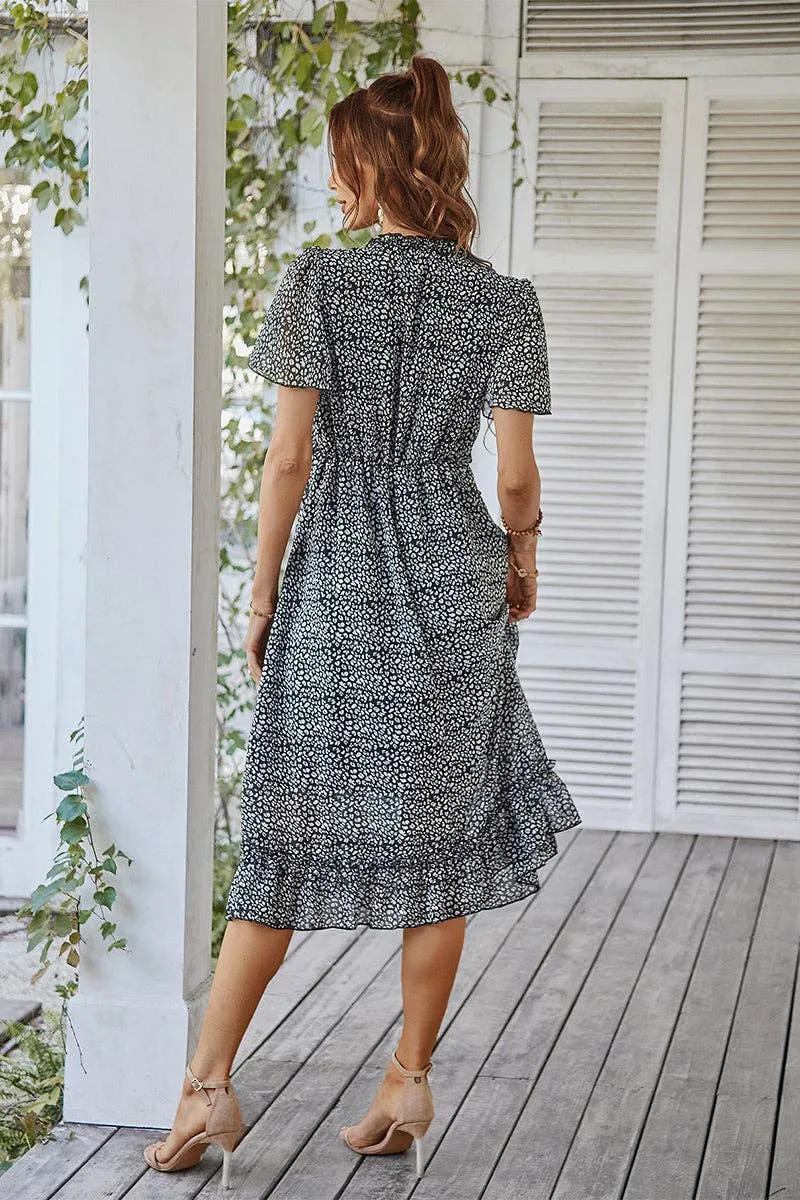 Floral Flounce Midi Dress