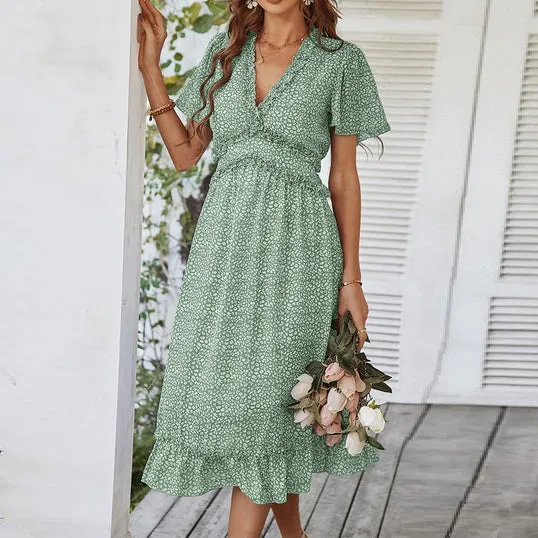 Floral Flounce Midi Dress