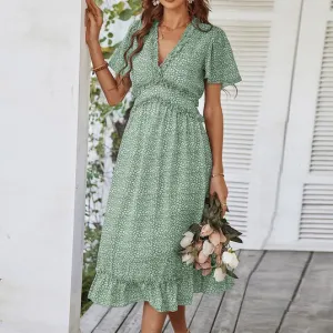 Floral Flounce Midi Dress