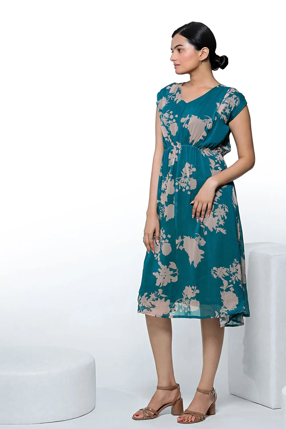 Floral Printed A-line Midi Dress