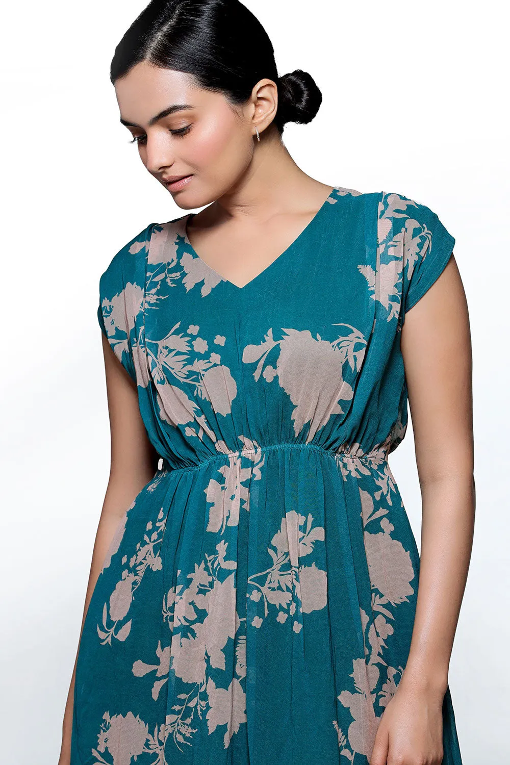 Floral Printed A-line Midi Dress