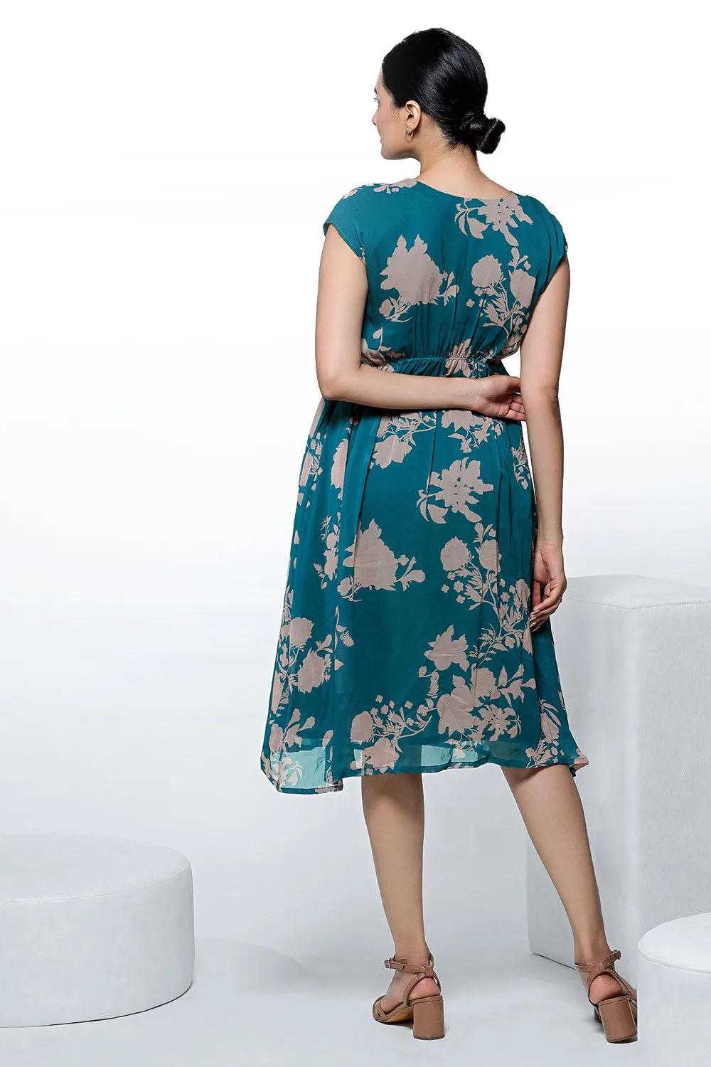 Floral Printed A-line Midi Dress