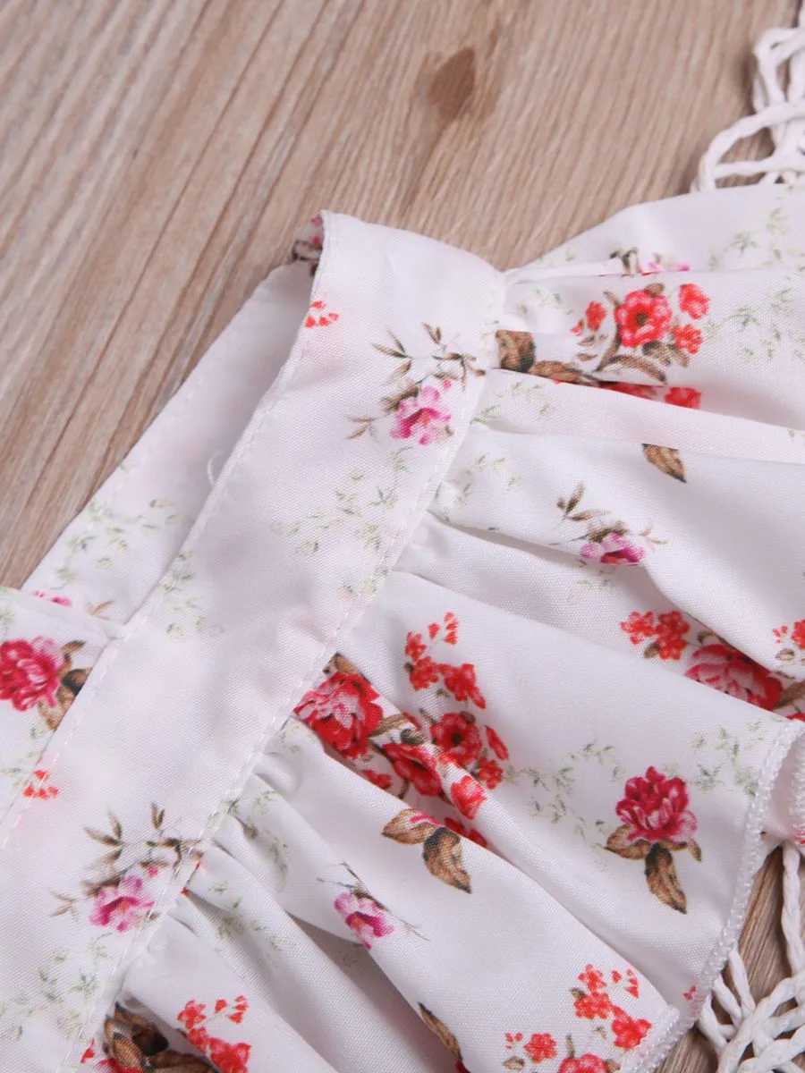 Flutter Sleeve Flower Baby Toddler Kids Jumpsuit 100% Cotton