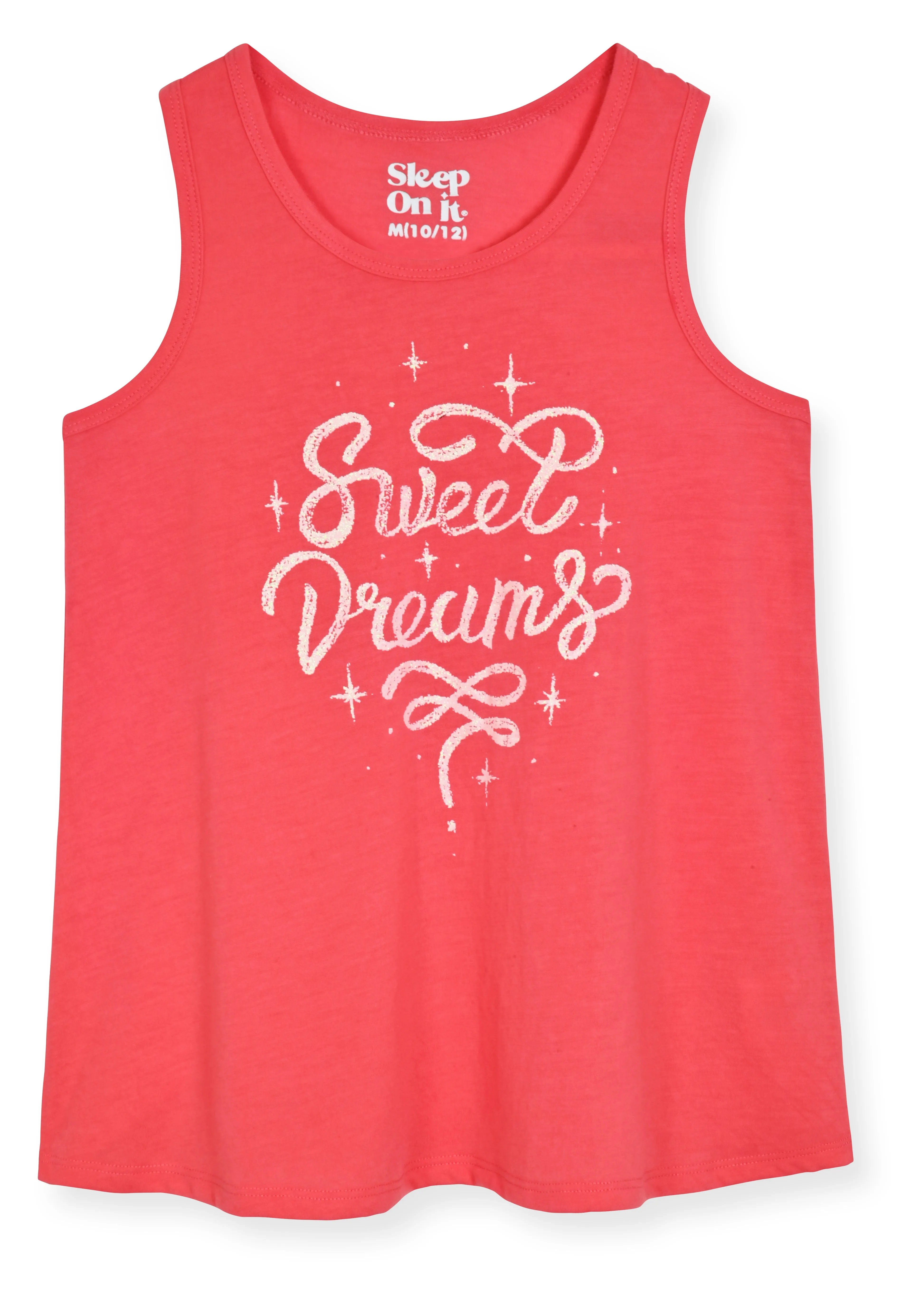 Girls 2-Piece Sleeveless Tank-Top Jersey Pajama Shorts Set with Hair Scrunchie- Icecream Truck.