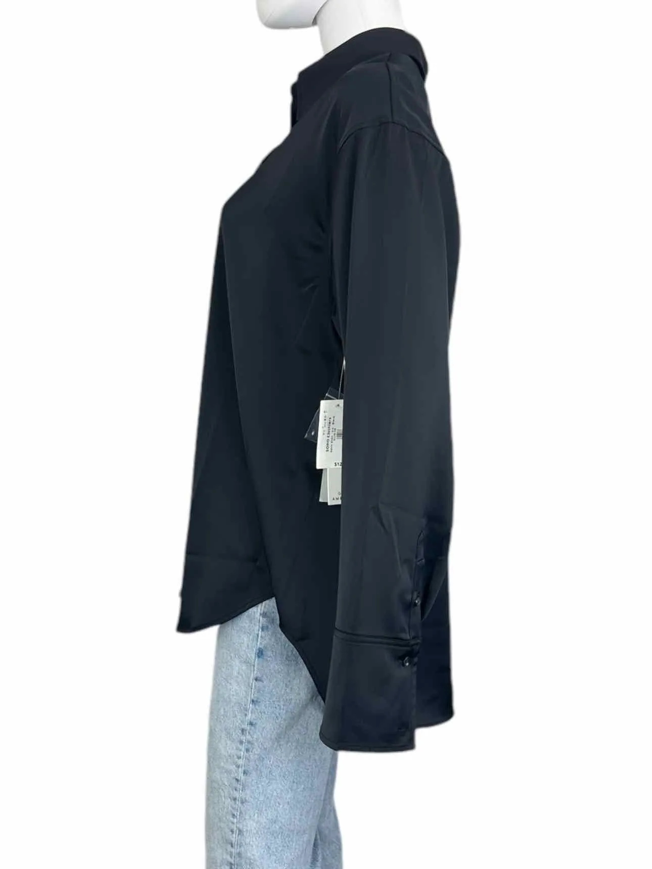 GOOD AMERICAN NWT Black Satin Button-down Size XL