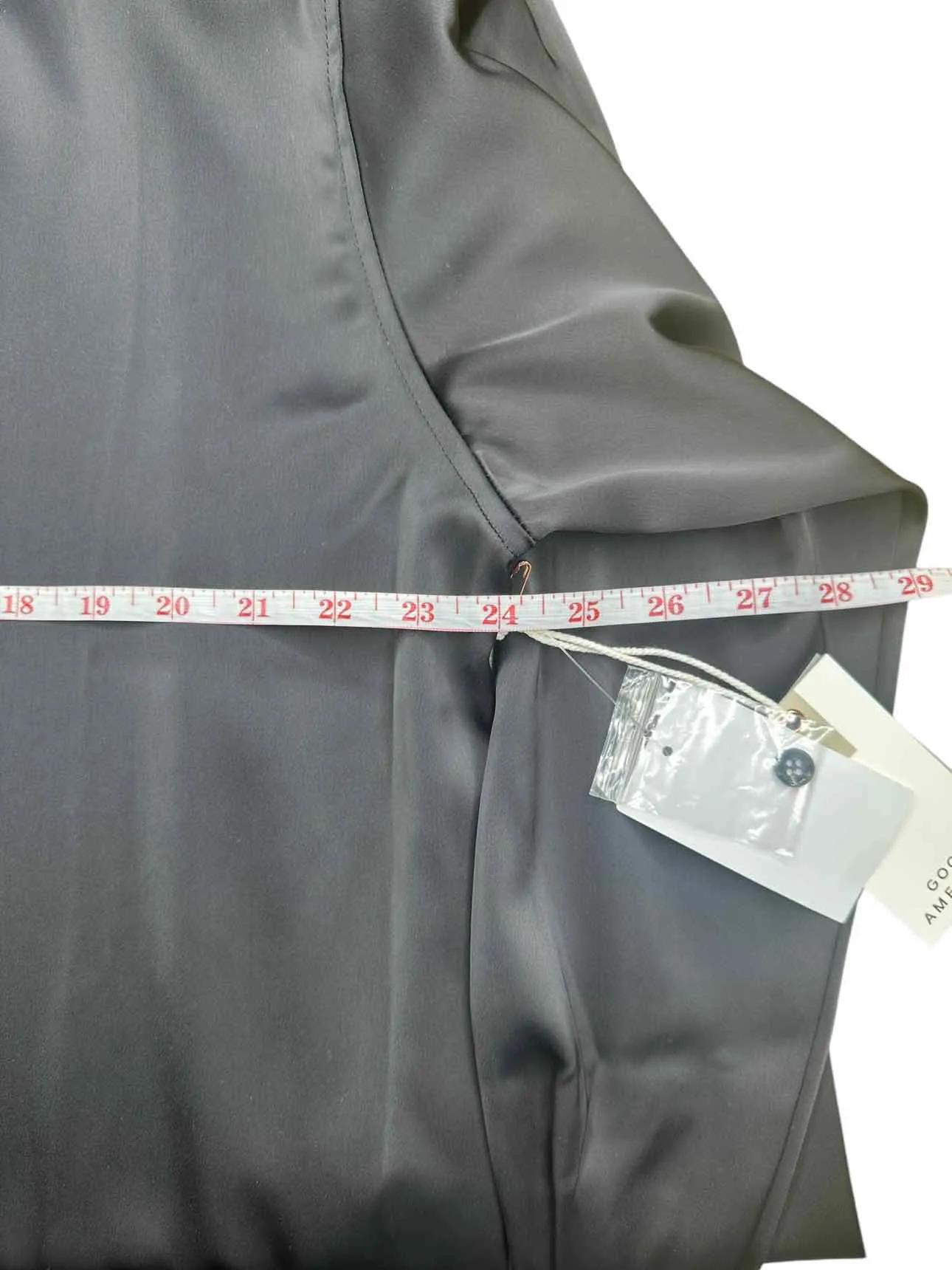 GOOD AMERICAN NWT Black Satin Button-down Size XL