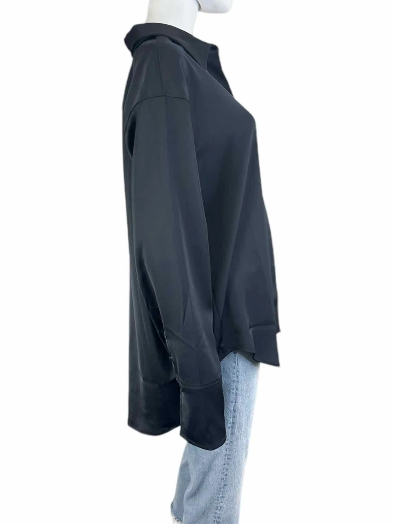 GOOD AMERICAN NWT Black Satin Button-down Size XL