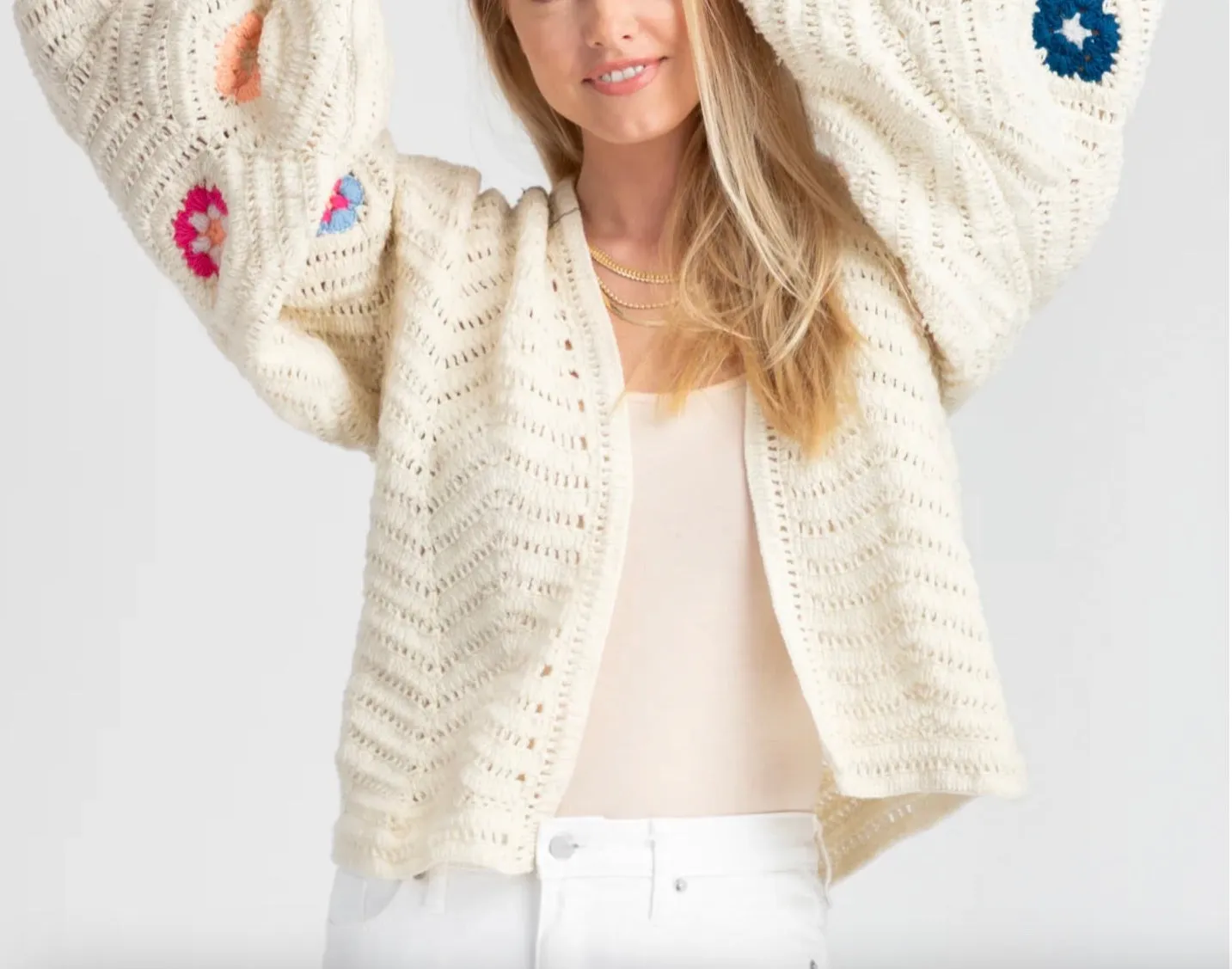 Handmade Crochet Knit Floral Cardigan by SAACHI