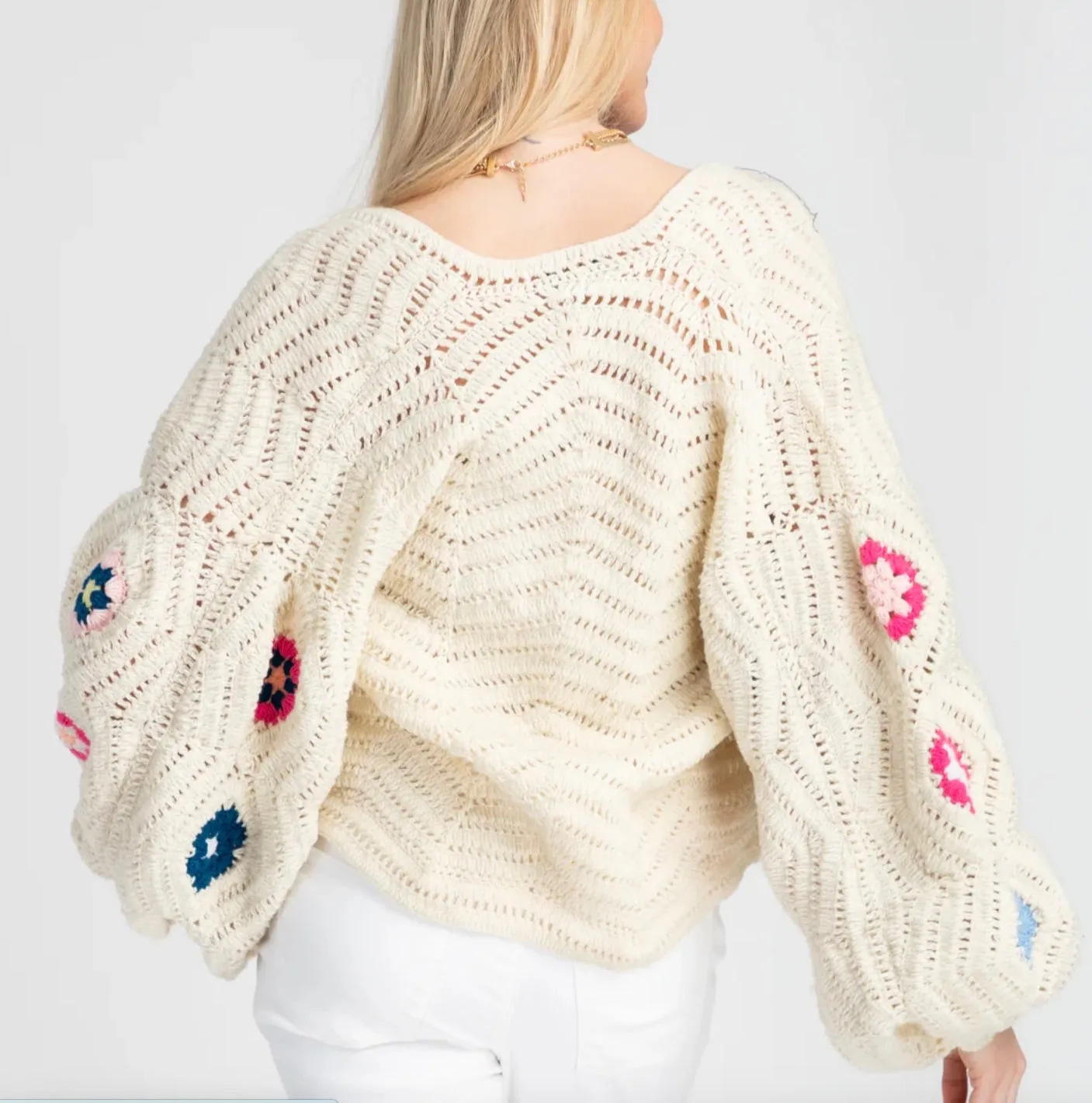 Handmade Crochet Knit Floral Cardigan by SAACHI