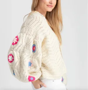 Handmade Crochet Knit Floral Cardigan by SAACHI