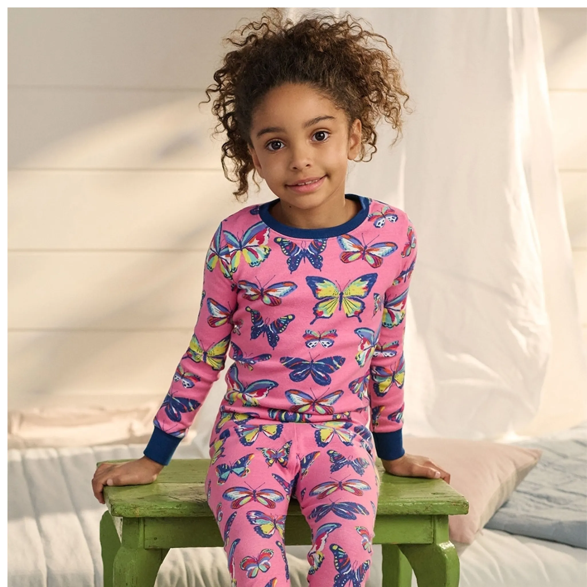 Hatley Vibrant Butterflies Organic Cotton Pajama Set - Pink Carnation
