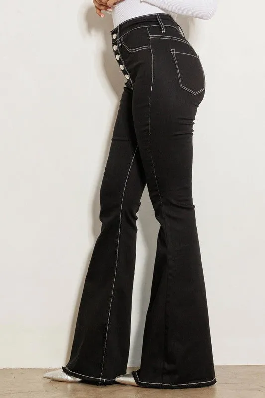 High Rise Black Flared Denim Jeans