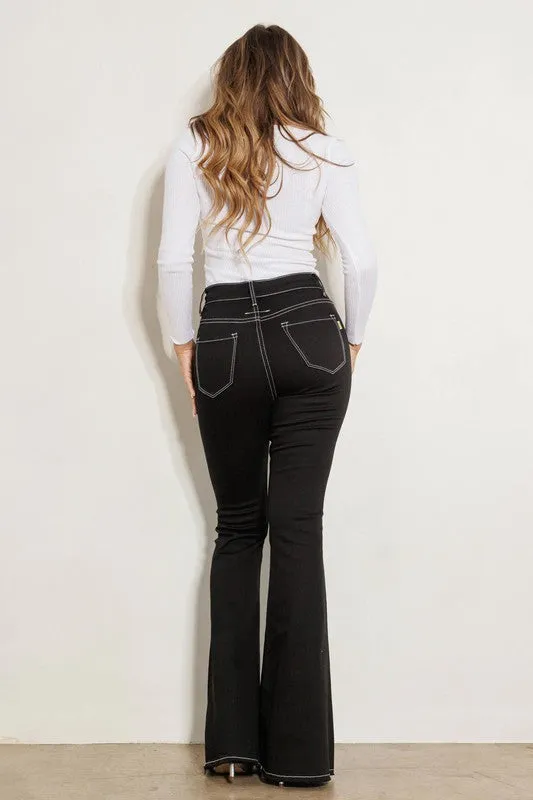 High Rise Black Flared Denim Jeans