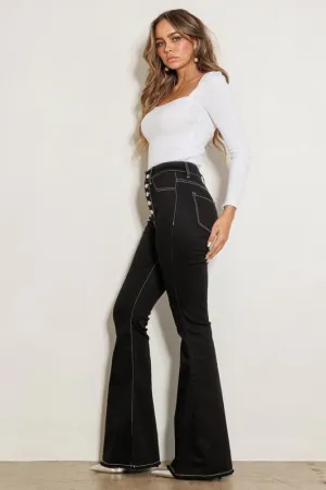 High Rise Black Flared Denim Jeans