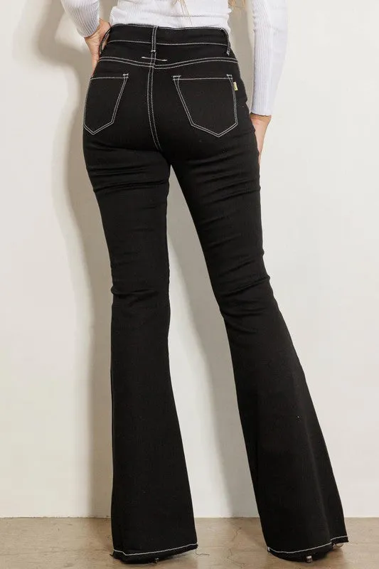 High Rise Black Flared Denim Jeans