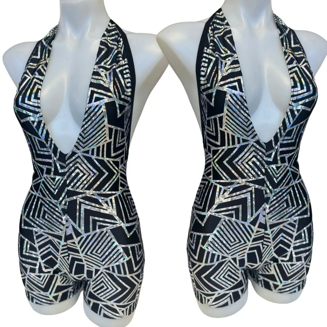 HOLO GEO  | Playsuit | Halter Romper | Festival Outfit | Rave Jumpsuit | Boho