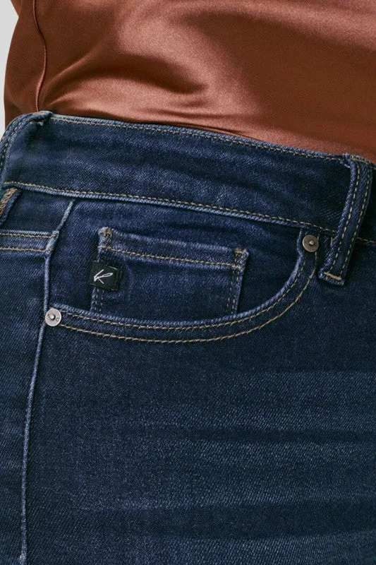 KanCan Plus High Waisted Flared Leg Blue Denim Jeans