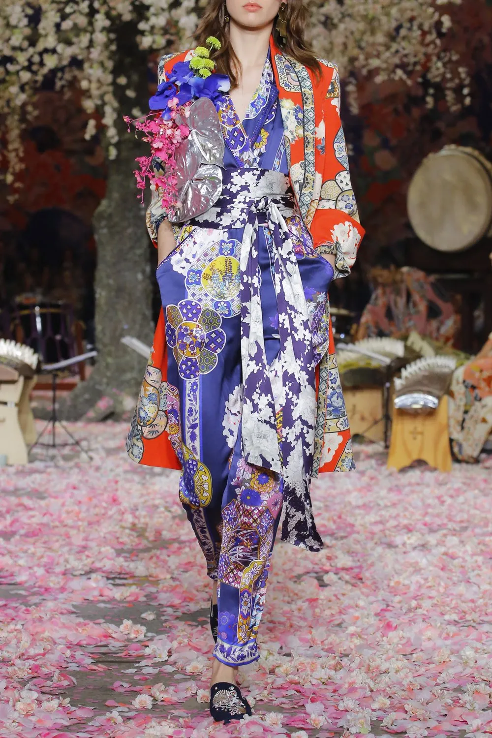 KIMONO SLEEVE JUMPSUIT W/PIPING STAR GAZER