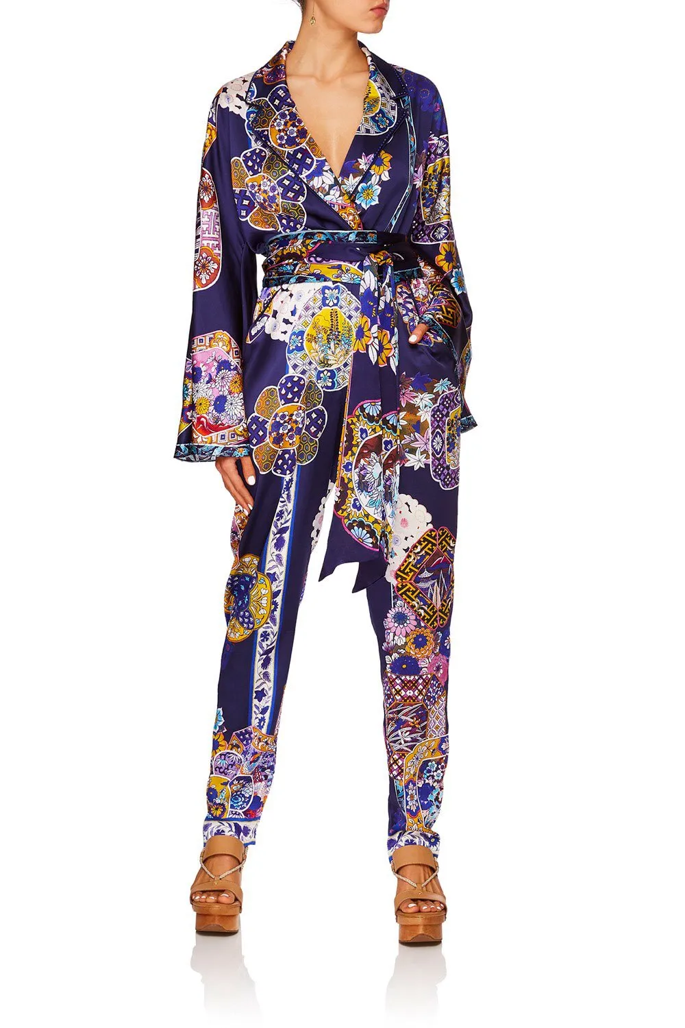 KIMONO SLEEVE JUMPSUIT W/PIPING STAR GAZER