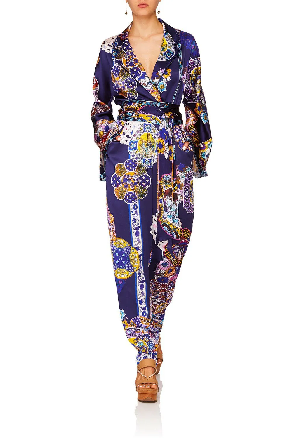 KIMONO SLEEVE JUMPSUIT W/PIPING STAR GAZER