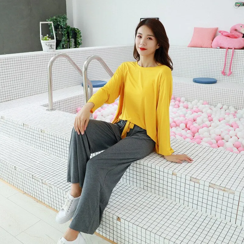 Loose Long-Sleeved Trousers Pajama Set