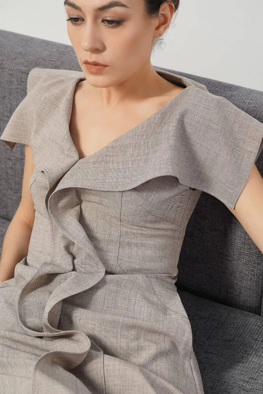 Lyla A-line Ruffled Cotton Calf Length Dress