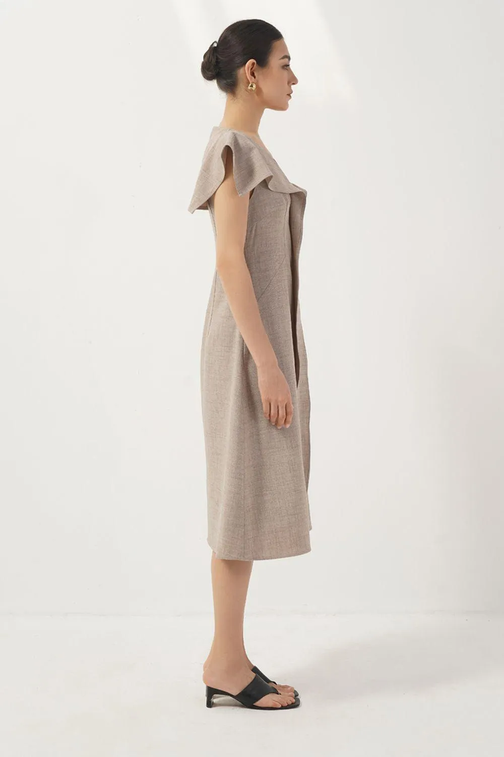 Lyla A-line Ruffled Cotton Calf Length Dress