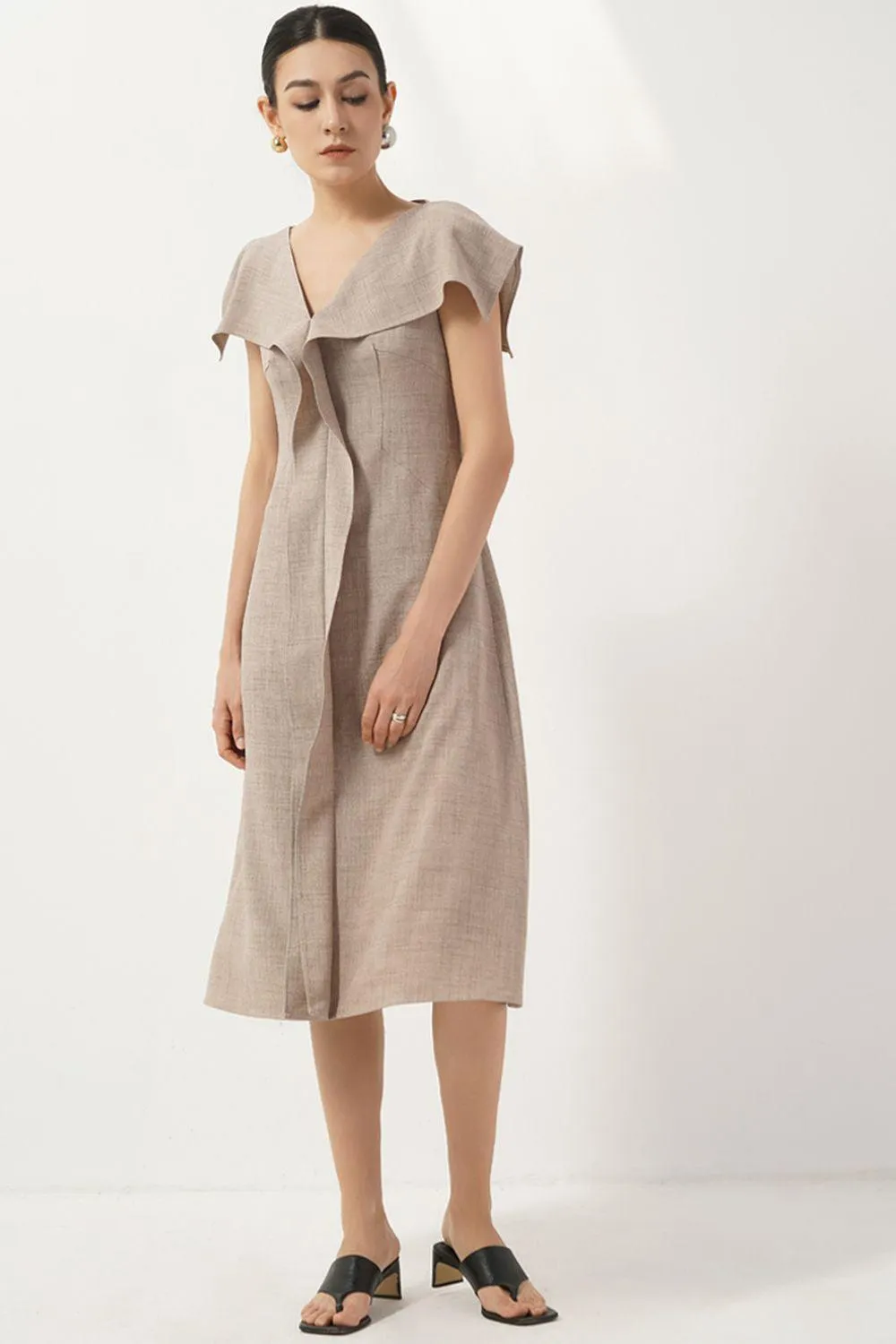 Lyla A-line Ruffled Cotton Calf Length Dress