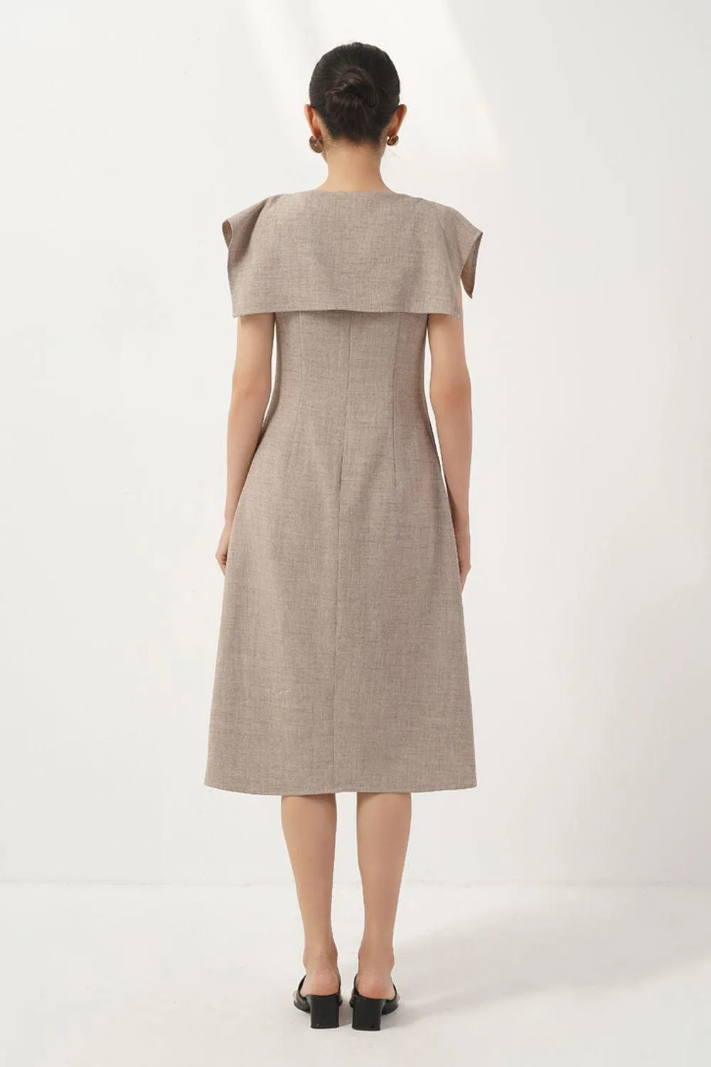 Lyla A-line Ruffled Cotton Calf Length Dress