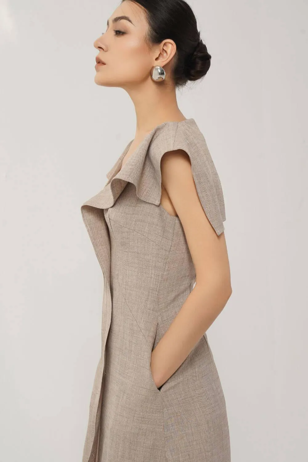 Lyla A-line Ruffled Cotton Calf Length Dress