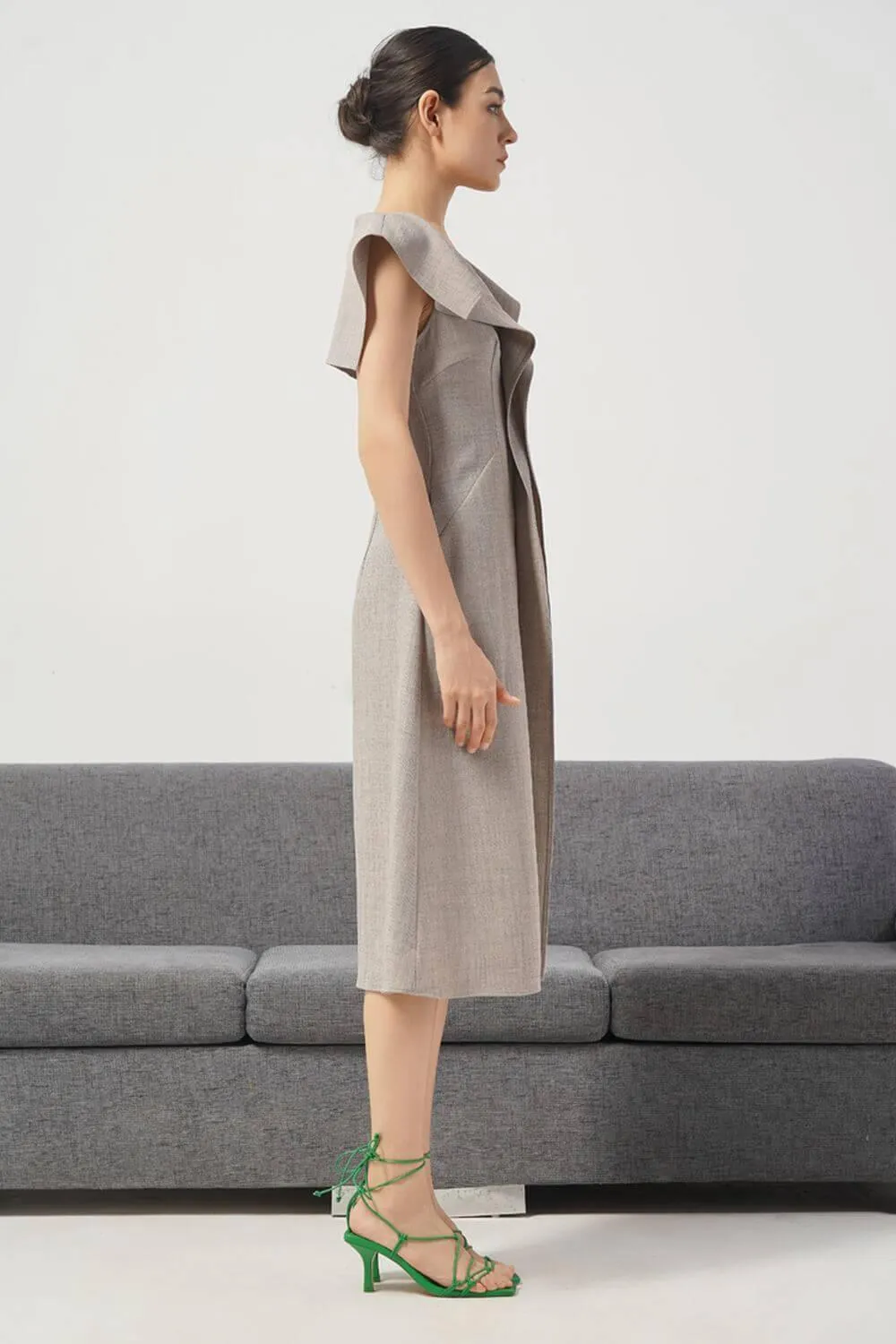 Lyla A-line Ruffled Cotton Calf Length Dress