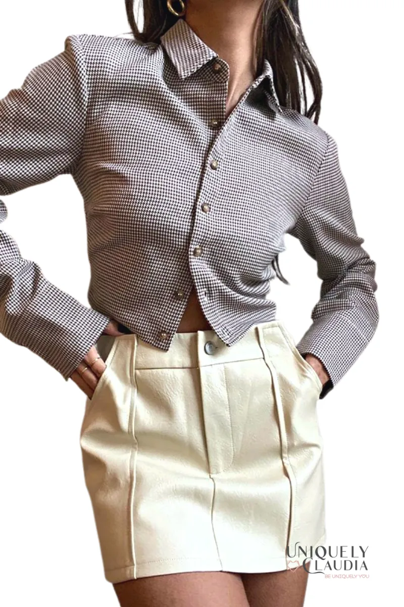 Mazie Gingham Open Back Blouse