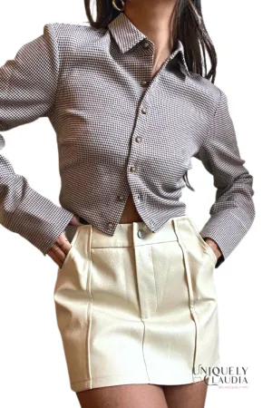 Mazie Gingham Open Back Blouse
