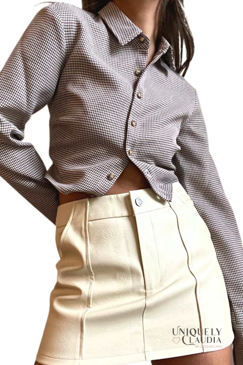 Mazie Gingham Open Back Blouse