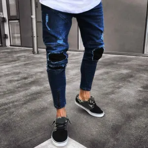 Men jeans Slim Denim Skinny Distressed Pants