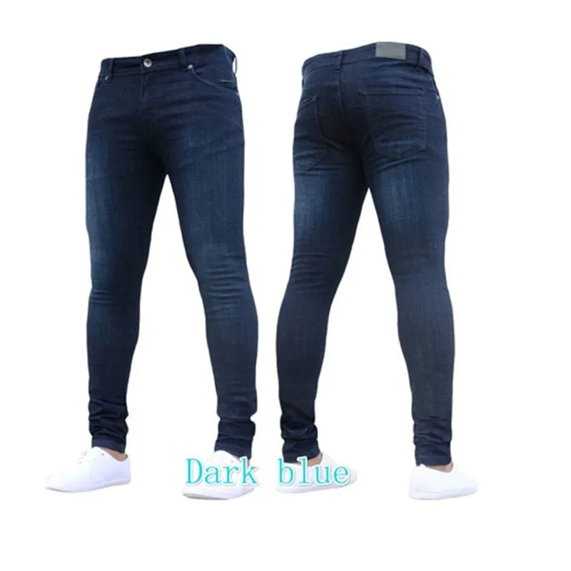 Mens Skinny Blue jeans Popular Scratch Slim Denim Pants Pencil Pants Autumn Street hip-hop denim trousers fashion clothing