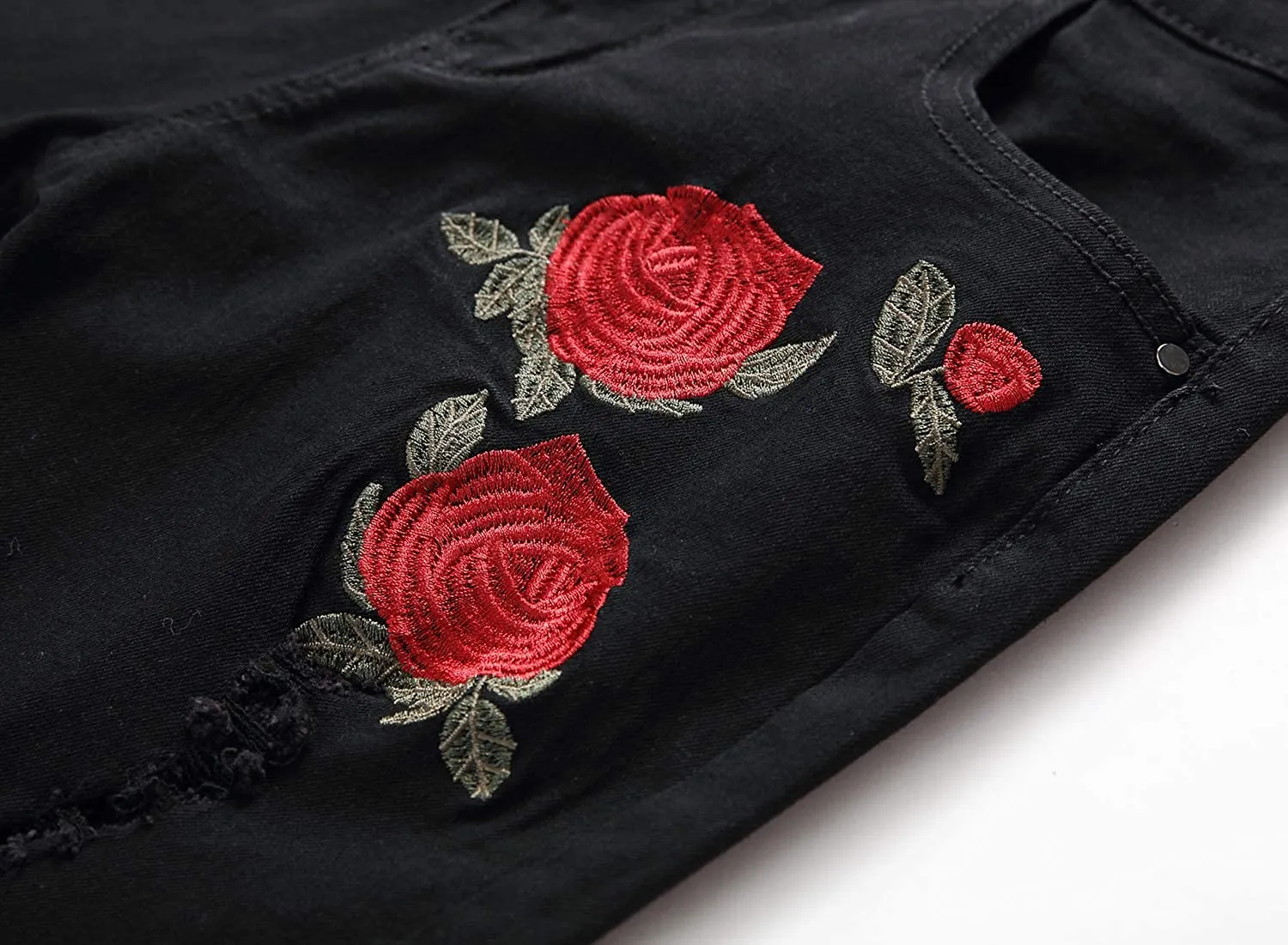 Men's Skinny Fit Rose Patch Jeans