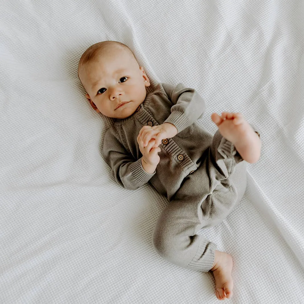 Milan Button Baby Jumpsuit (Sweater Knit)