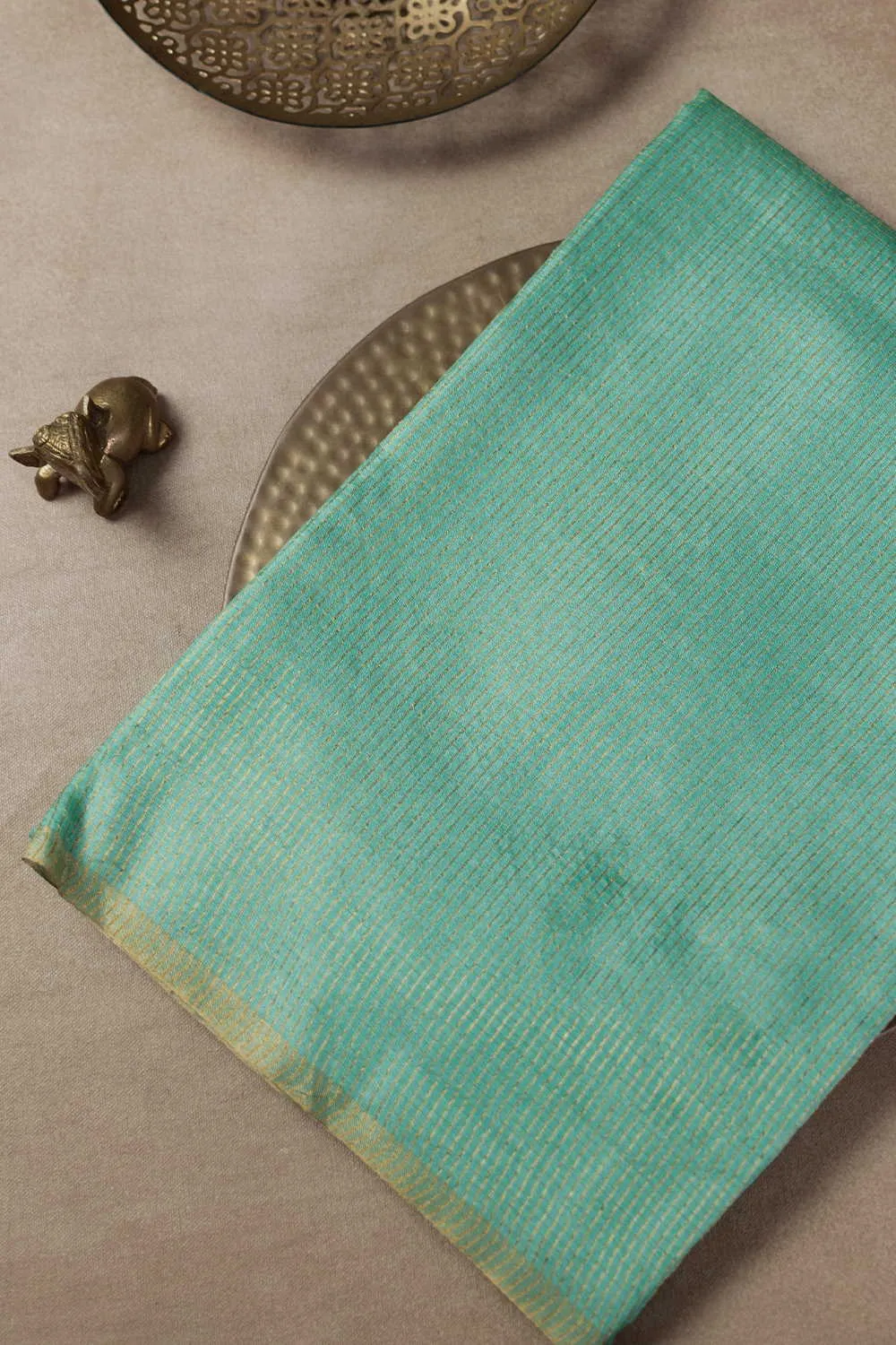 Mint Green Handwoven Tussar saree