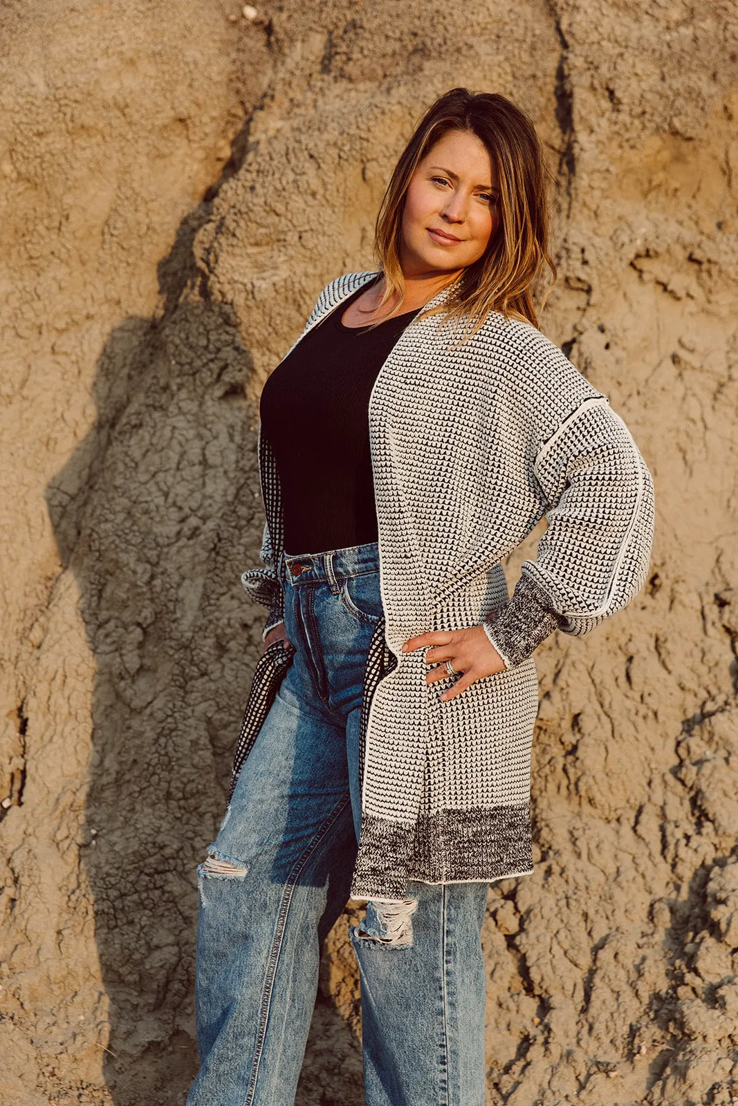 Nathalia Charcoal Long Sleeve Cardigan
