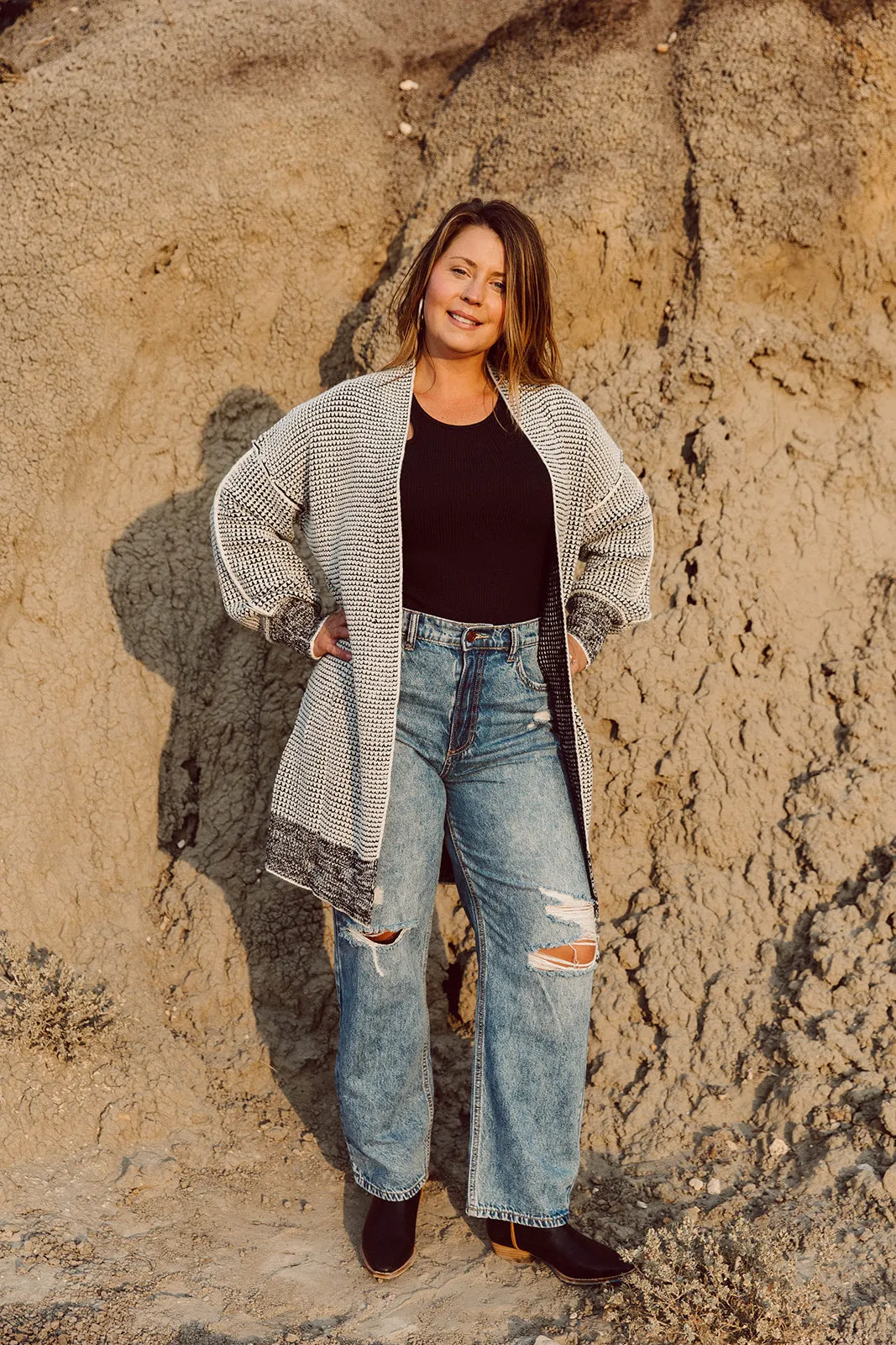 Nathalia Charcoal Long Sleeve Cardigan