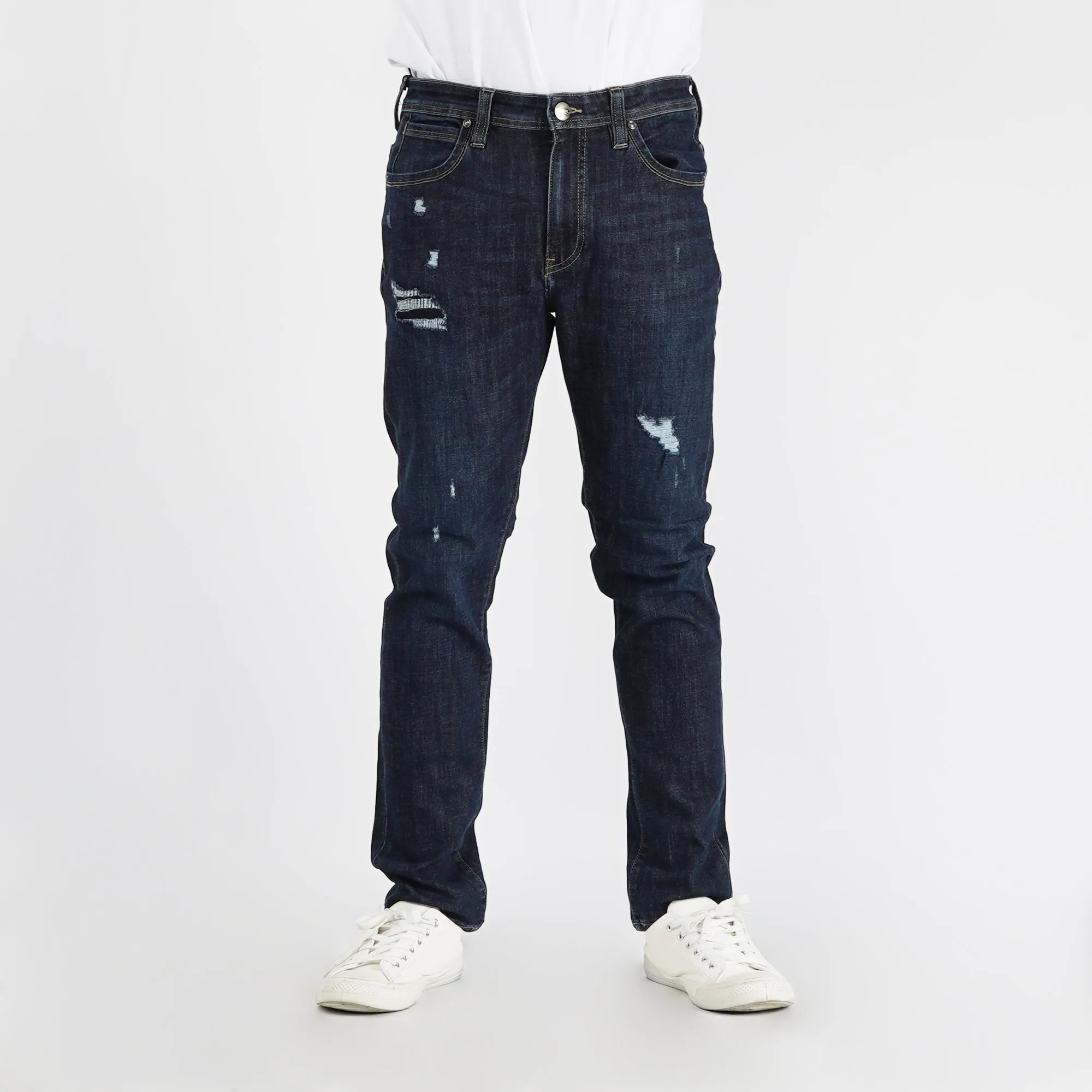 Petrol Basic Denim Pants for Men Skinny Fitting Mid Rise Trendy fashion Casual Bottoms Dark Shade Jeans for Men 150993 (Dark Shade)