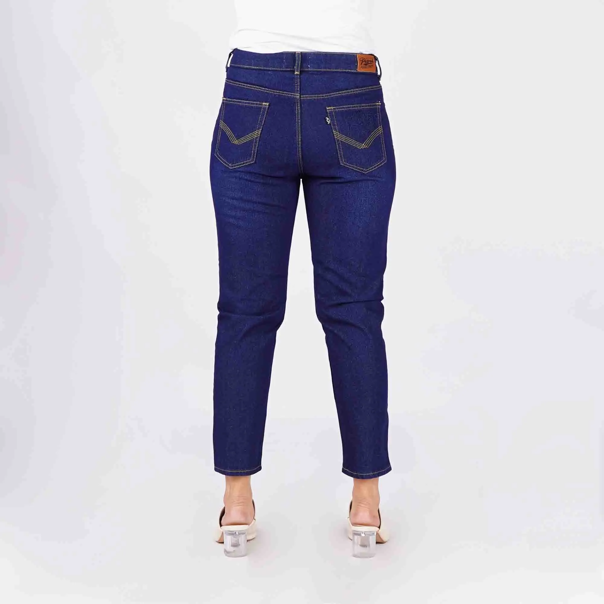 Petrol Ladies Basic Denim Boyfriend Jeans Mid-Rise Rinse Wash Fabric 167664 (Dark Shade)