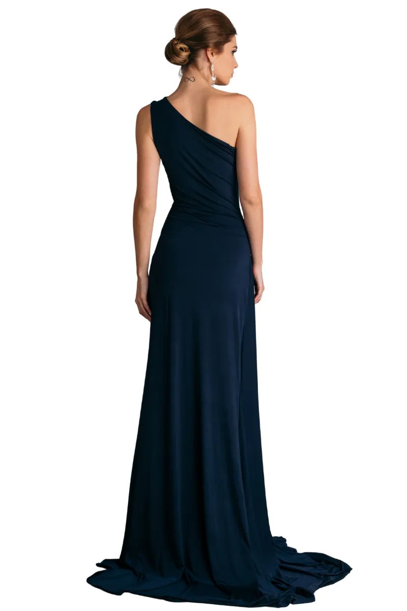 Pia Gladys Perey RISSA Silk Jersey Asymmetric One Shoulder Bridesmaid Dress