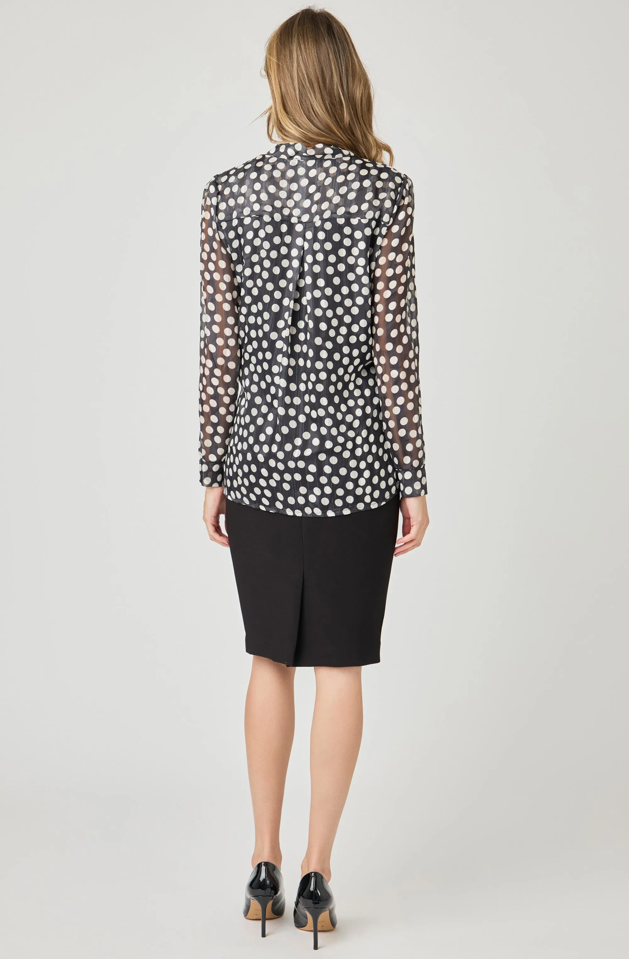 Printed Chiffon Blouse with Ribbon necktie