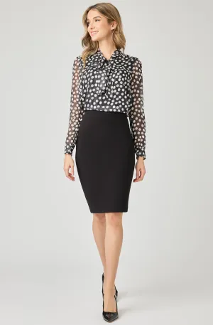 Printed Chiffon Blouse with Ribbon necktie