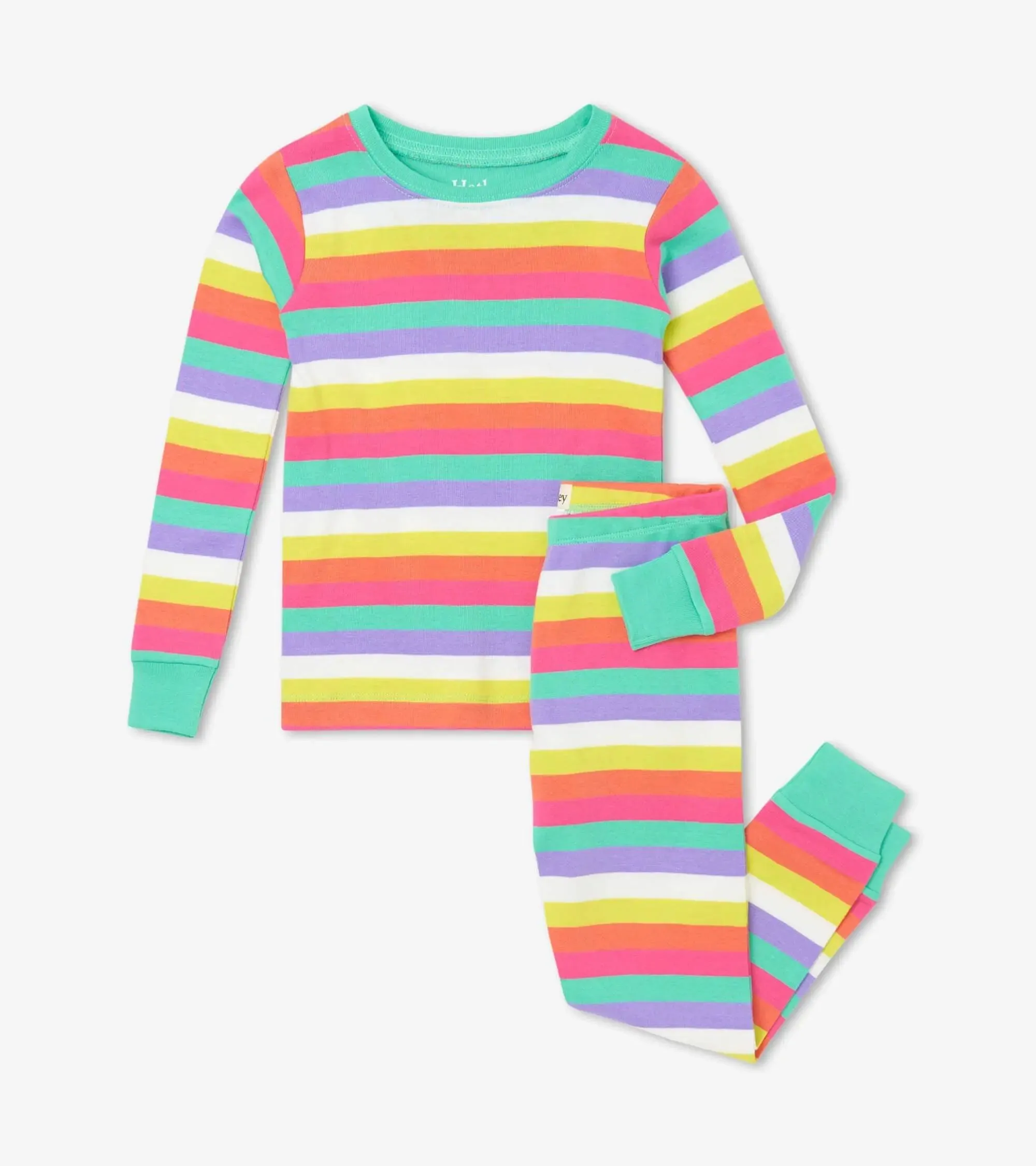 Rainbow Stripes Organic Cotton Girls Pajama Set | Hatley